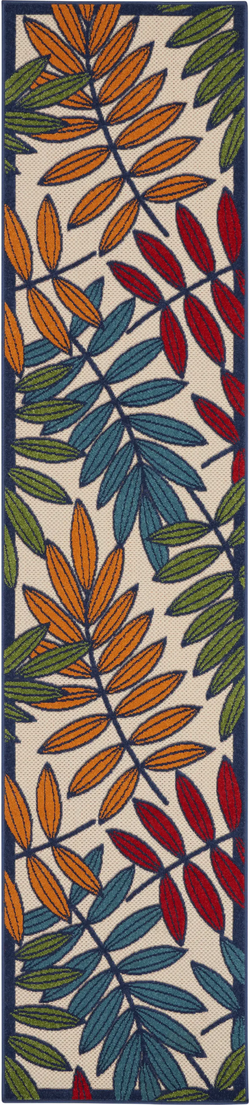 Ivory And Blue Floral Indoor Outdoor Area Rug Photo 9
