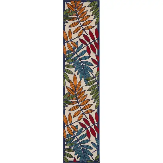 Ivory And Blue Floral Indoor Outdoor Area Rug Photo 9