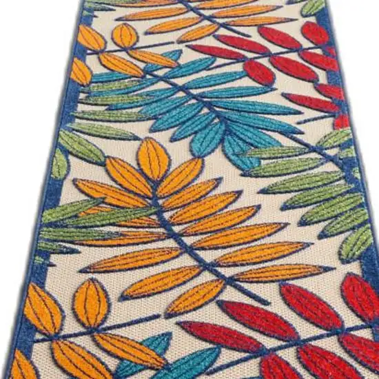 Multicolored Leaves Indoor Outdoor Runner Rug Photo 7