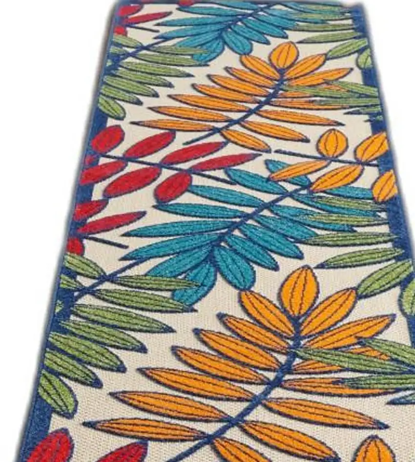 Multicolored Leaves Indoor Outdoor Runner Rug Photo 8