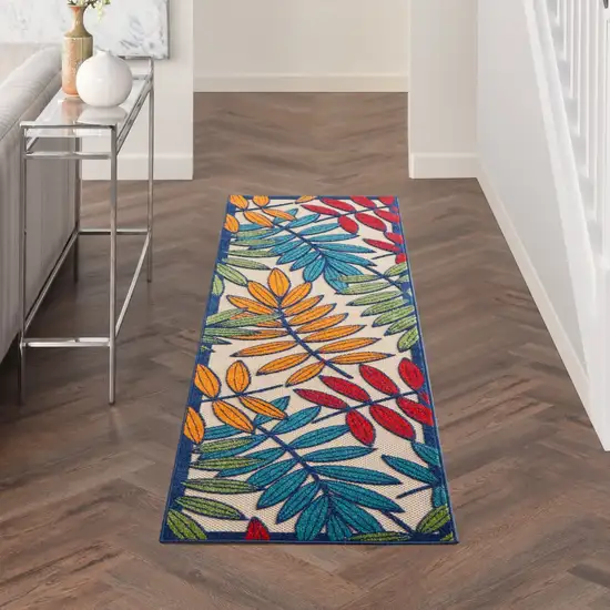 Multicolored Leaves Indoor Outdoor Runner Rug Photo 6