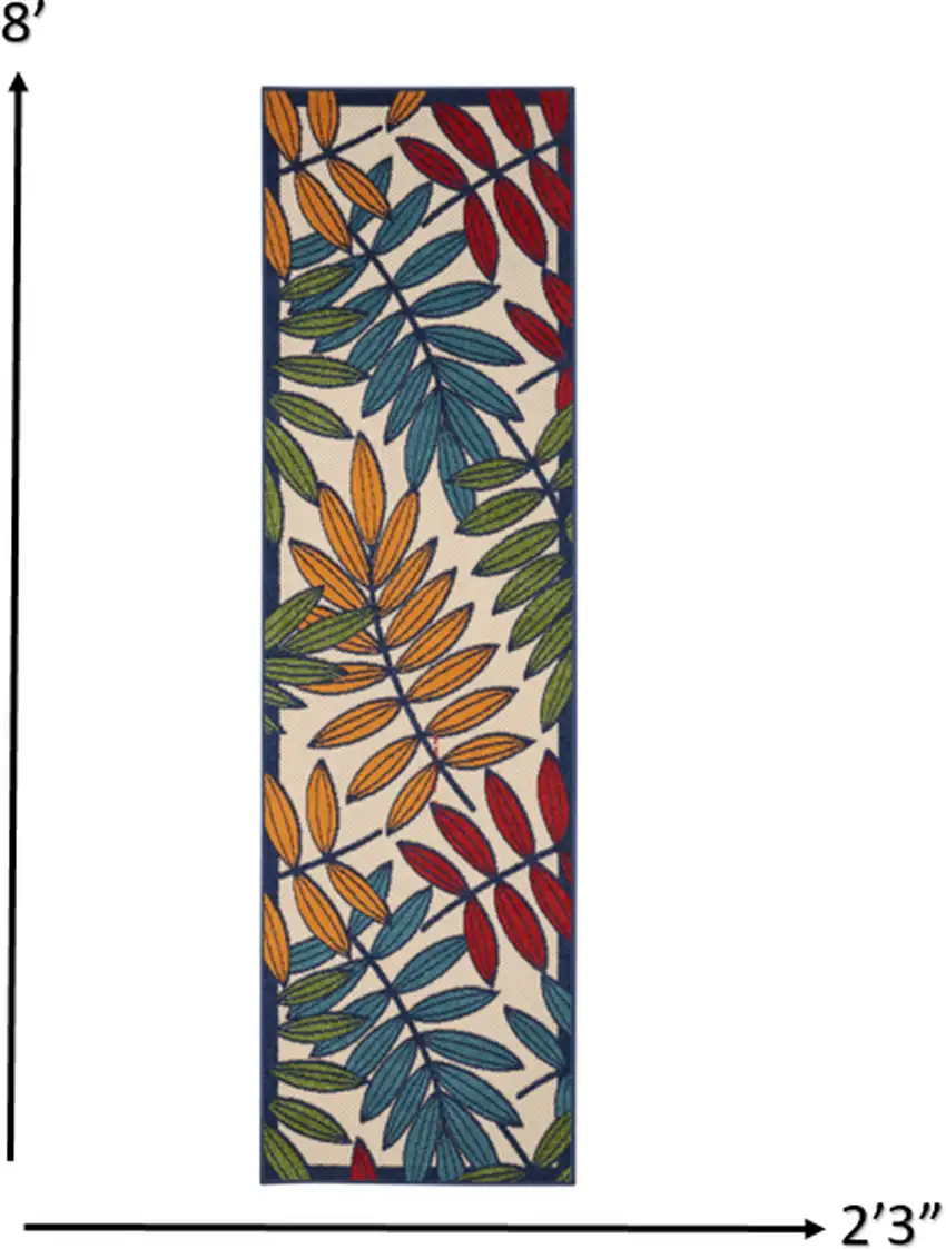 Multicolored Leaves Indoor Outdoor Runner Rug Photo 5