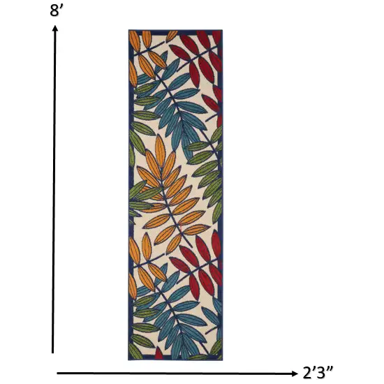 Multicolored Leaves Indoor Outdoor Runner Rug Photo 5