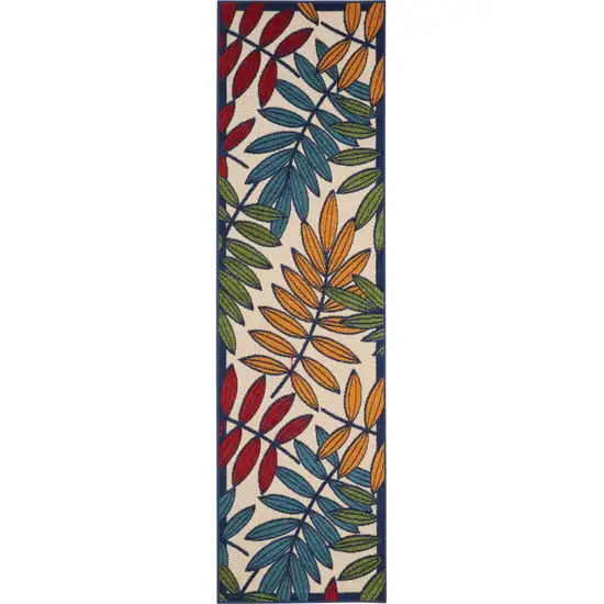 Ivory And Blue Floral Indoor Outdoor Area Rug Photo 6