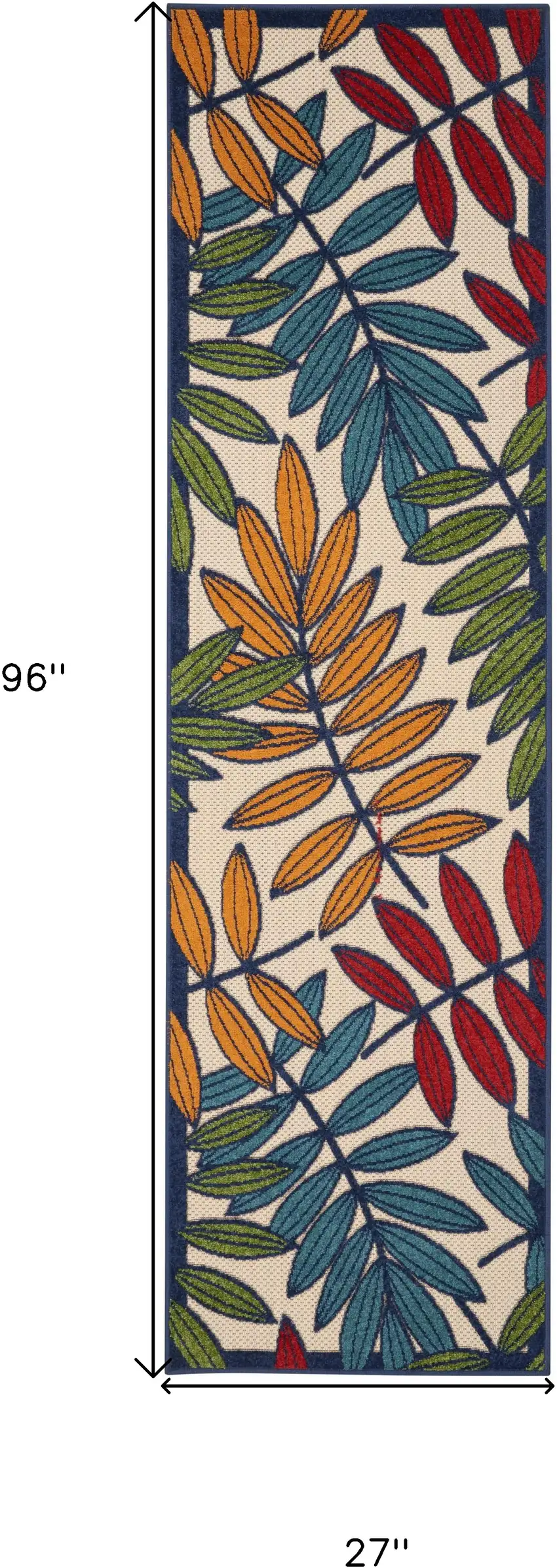 Ivory And Blue Floral Indoor Outdoor Area Rug Photo 8