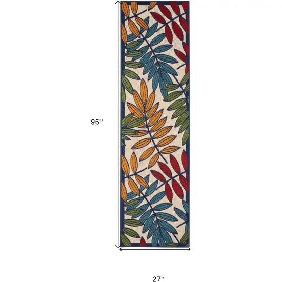 Ivory And Blue Floral Indoor Outdoor Area Rug Photo 8