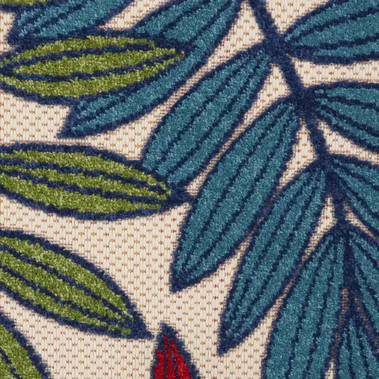 Ivory And Blue Floral Indoor Outdoor Area Rug Photo 4