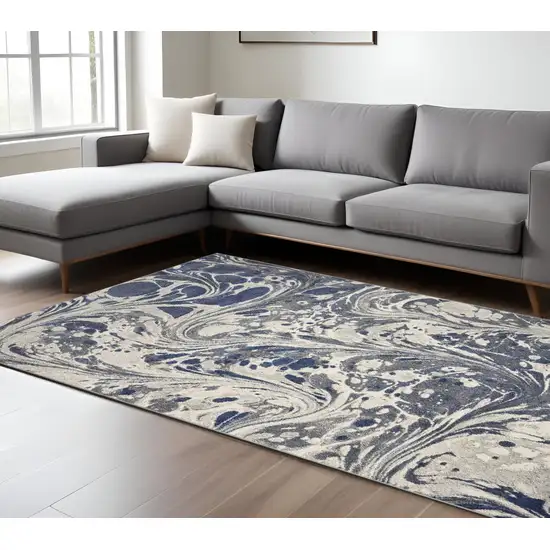 Blue Gray And Ivory Abstract Area Rug Photo 1
