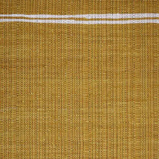 Mustard Striped Hand Woven Area Rug With Fringe Photo 8