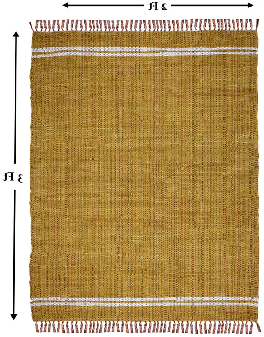 Mustard Striped Handmade Indoor Outdoor Area Rug Photo 6