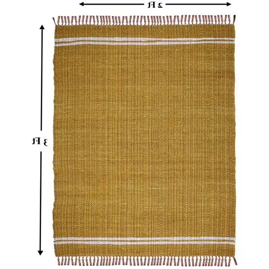 Mustard Striped Handmade Indoor Outdoor Area Rug Photo 6