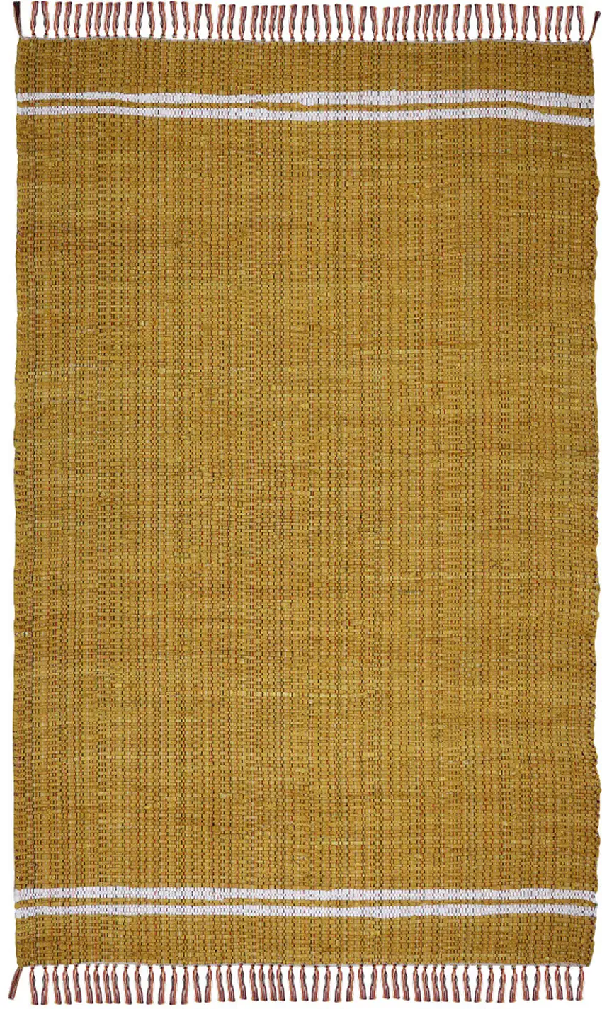 Mustard Striped Handmade Indoor Outdoor Area Rug Photo 1