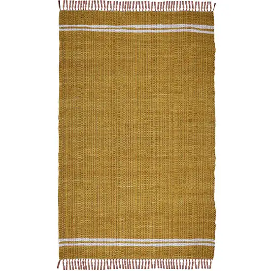 Mustard Striped Handmade Indoor Outdoor Area Rug Photo 1