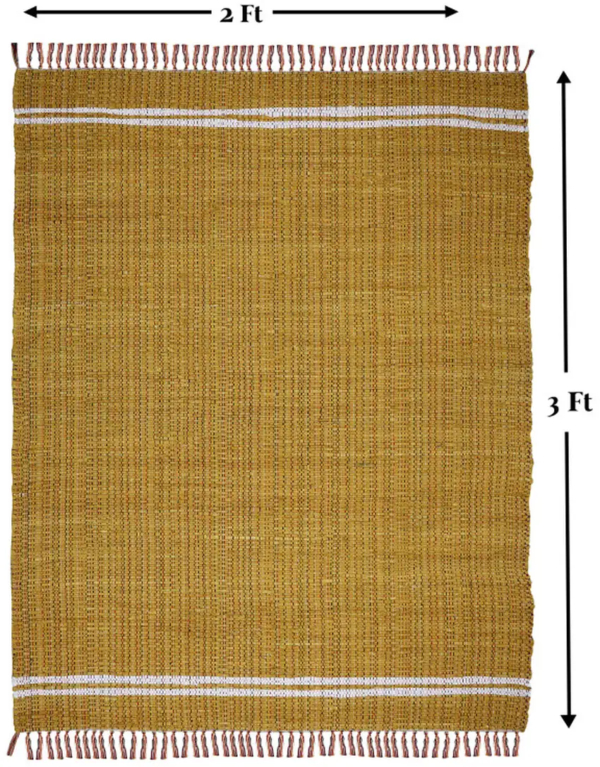Mustard Striped Handmade Indoor Outdoor Area Rug Photo 3