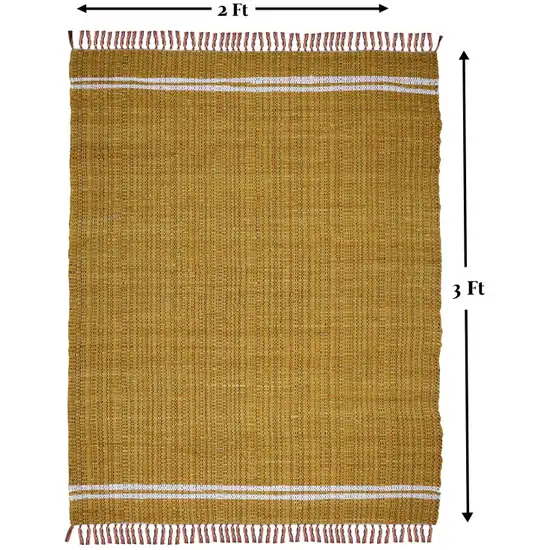 Mustard Striped Handmade Indoor Outdoor Area Rug Photo 3