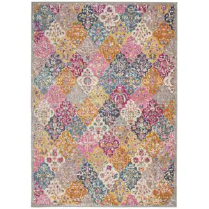 Photo of Muted Brights Floral Diamond Area Rug