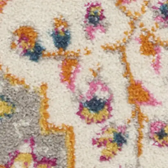 Gray Blue And Orange Quatrefoil Distressed Area Rug Photo 1