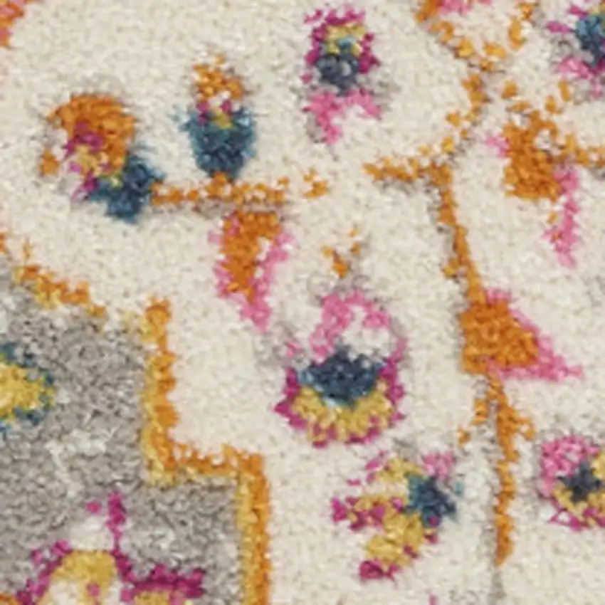 Gray Blue And Orange Quatrefoil Distressed Area Rug Photo 1