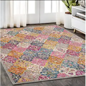 Photo of Muted Brights Floral Diamond Area Rug