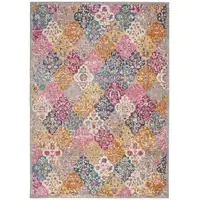 Photo of Muted Brights Floral Diamond Area Rug