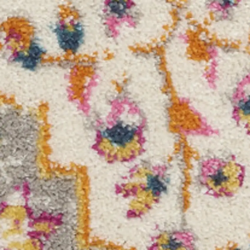 Gray Blue And Orange Quatrefoil Distressed Area Rug Photo 1