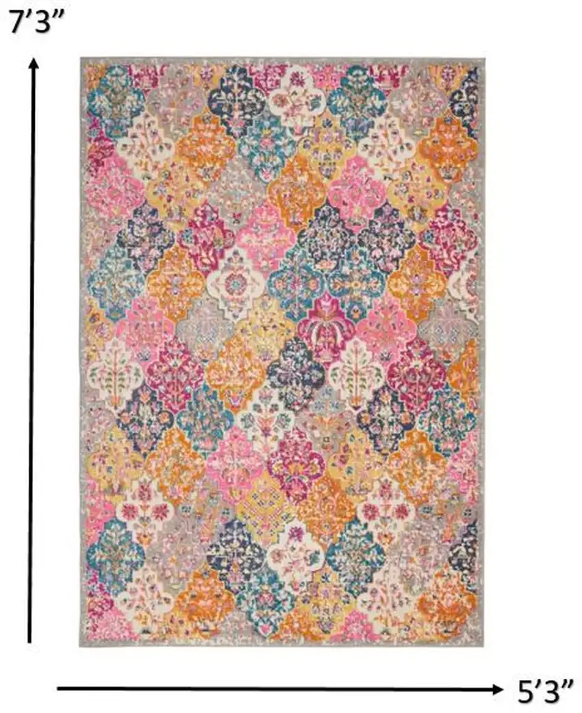 Muted Brights Floral Diamond Area Rug Photo 4