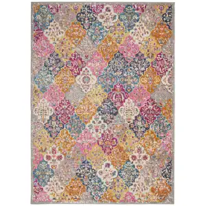 Photo of Muted Brights Floral Diamond Area Rug