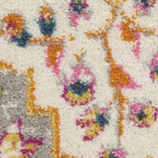 Gray Blue And Orange Quatrefoil Distressed Area Rug Photo 1