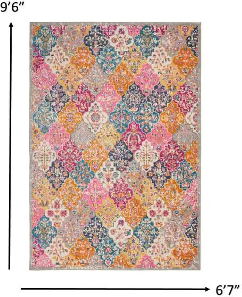 Muted Brights Floral Diamond Area Rug Photo 3