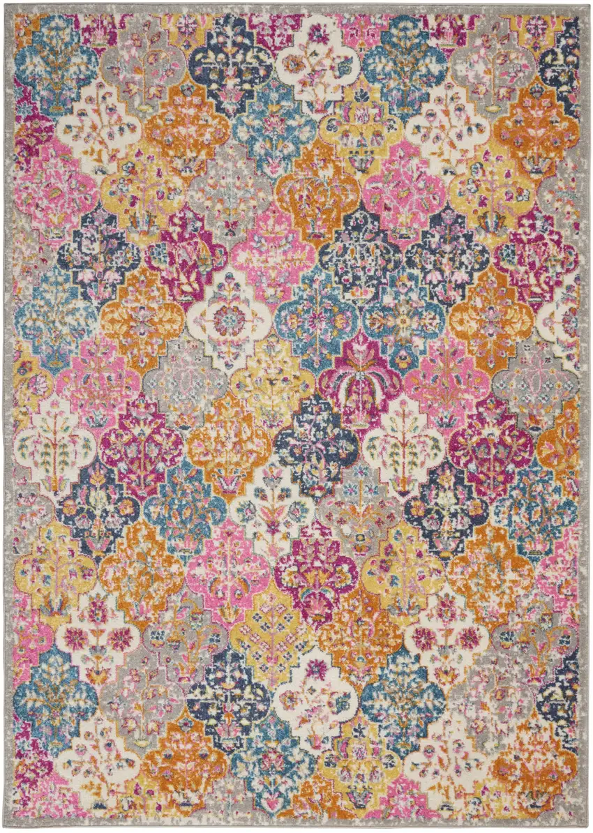 Pink And Gray Geometric Dhurrie Area Rug Photo 9