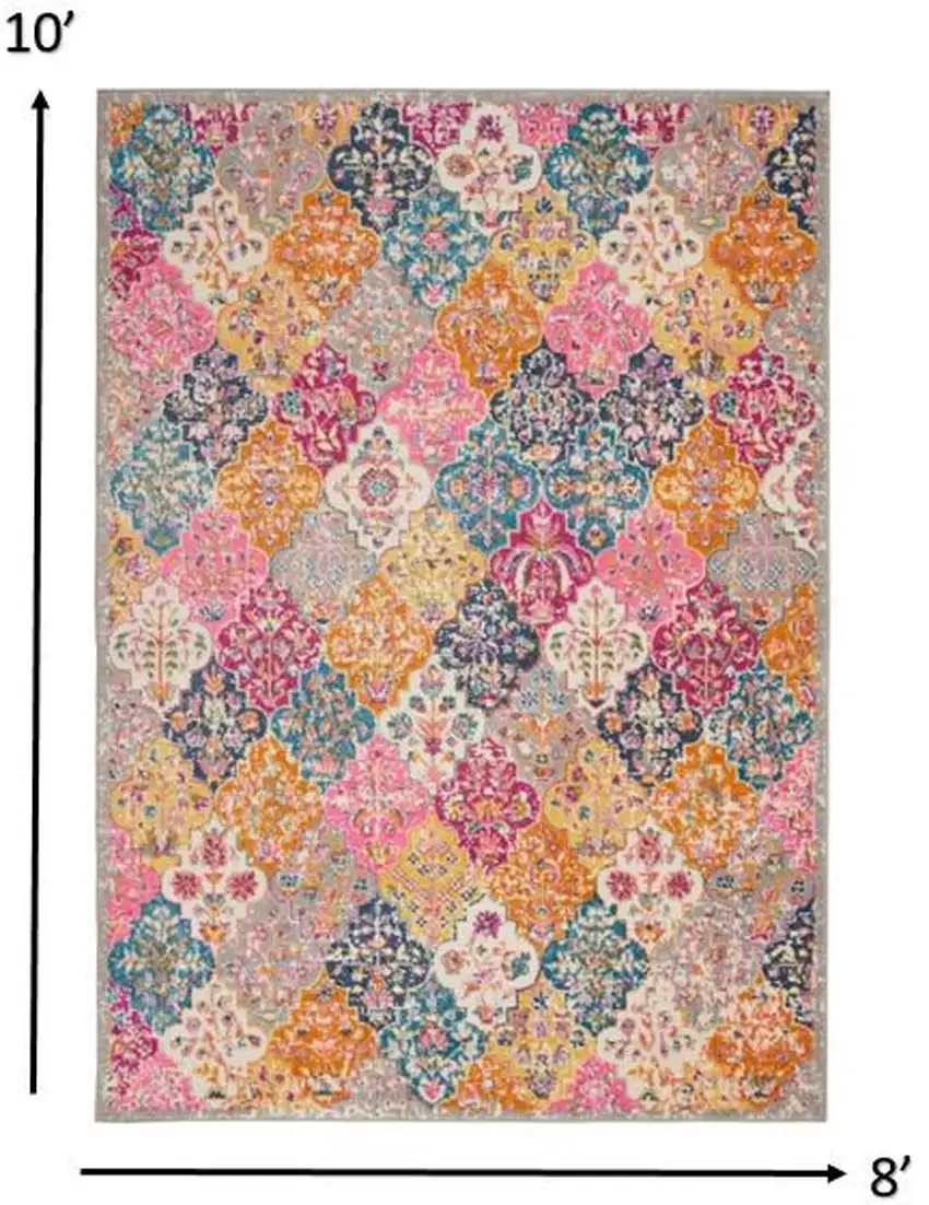 Muted Brights Floral Diamond Area Rug Photo 3