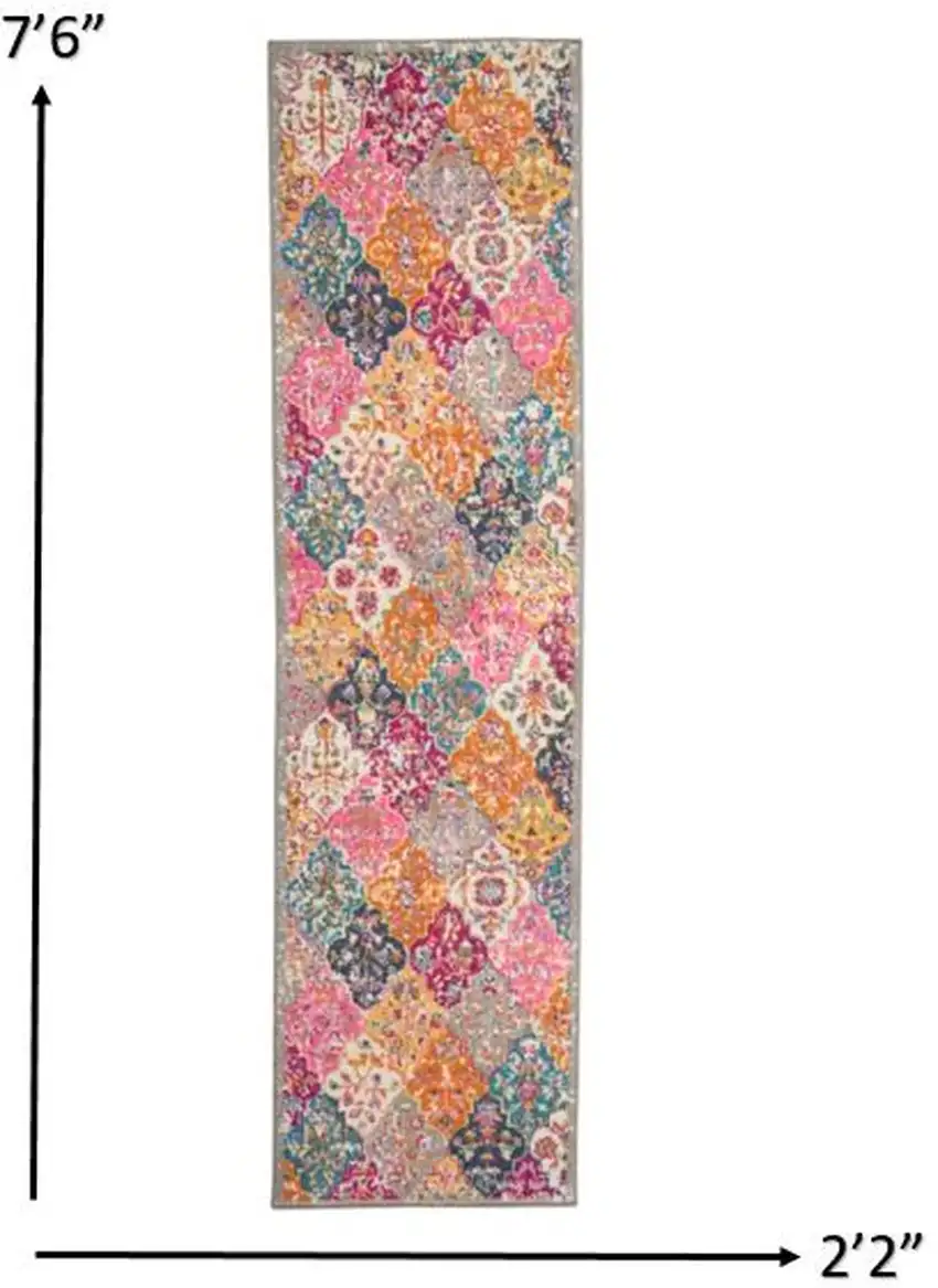Muted Brights Floral Diamond Runner Rug Photo 3
