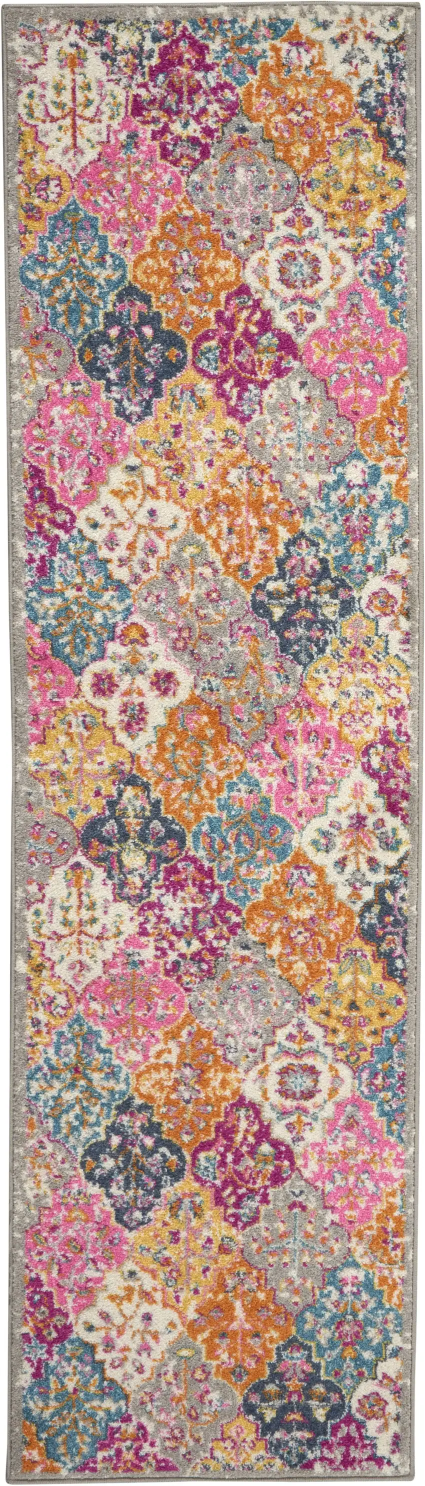 Muted Brights Floral Diamond Runner Rug Photo 1