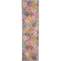 Photo of Muted Brights Floral Diamond Runner Rug