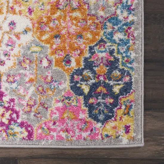 Gray And Ivory Geometric Distressed Area Rug Photo 9