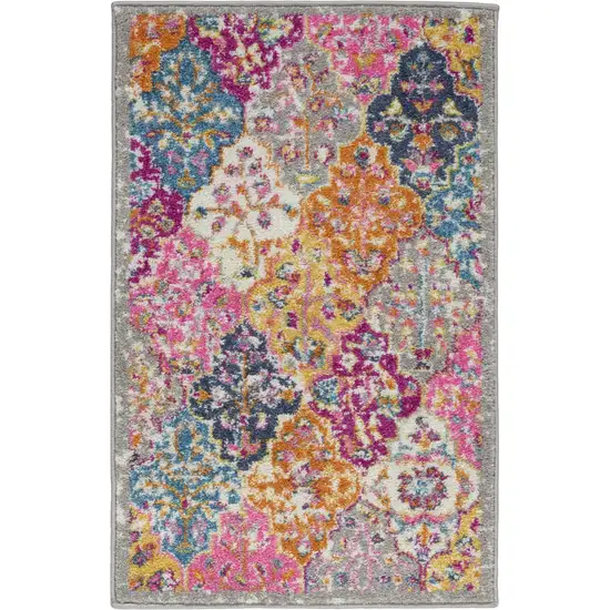 Gray And Ivory Geometric Distressed Area Rug Photo 9