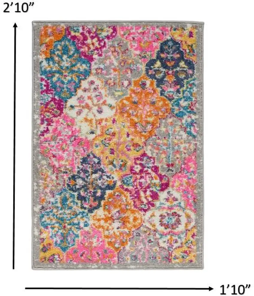 Pink And Gray Geometric Dhurrie Area Rug Photo 3