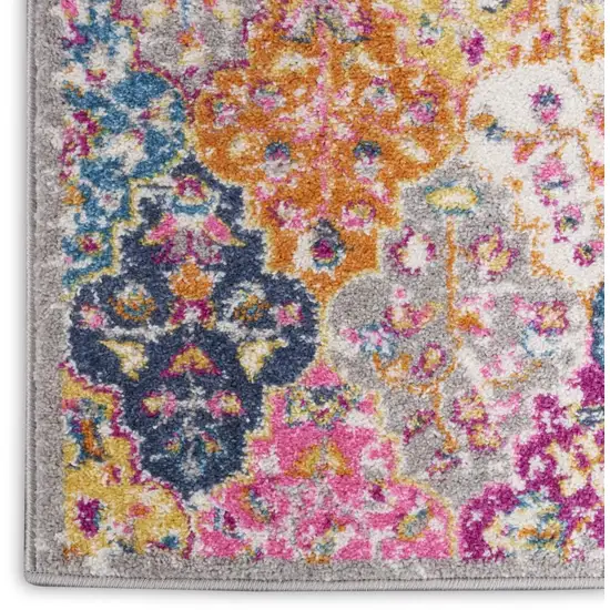 Gray And Ivory Geometric Distressed Area Rug Photo 8