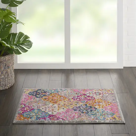 Gray And Ivory Geometric Distressed Area Rug Photo 9