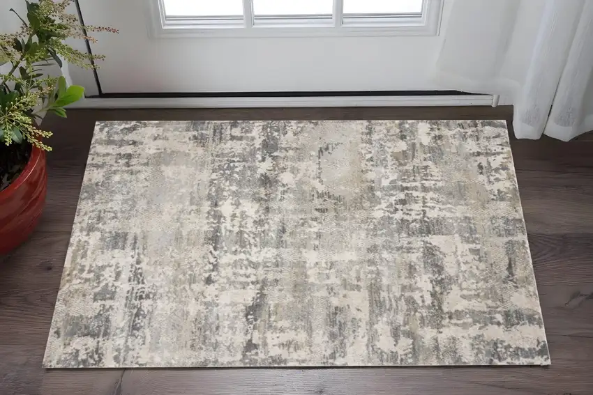 Gray And Tan Abstract Area Rug Photo 1