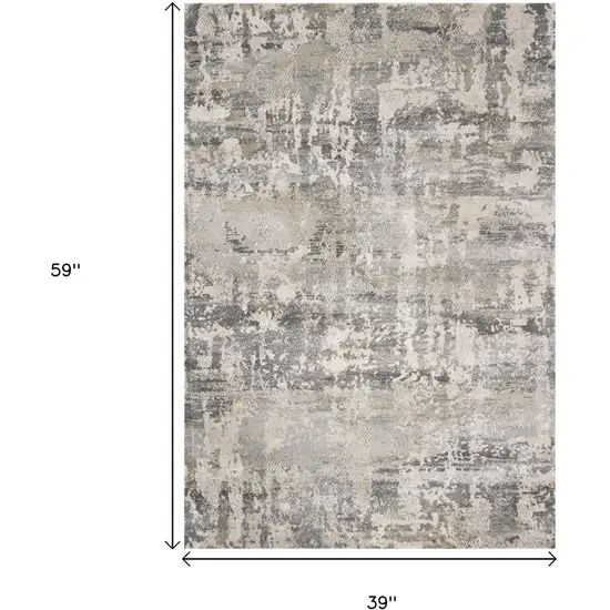 Gray And Tan Abstract Area Rug Photo 3