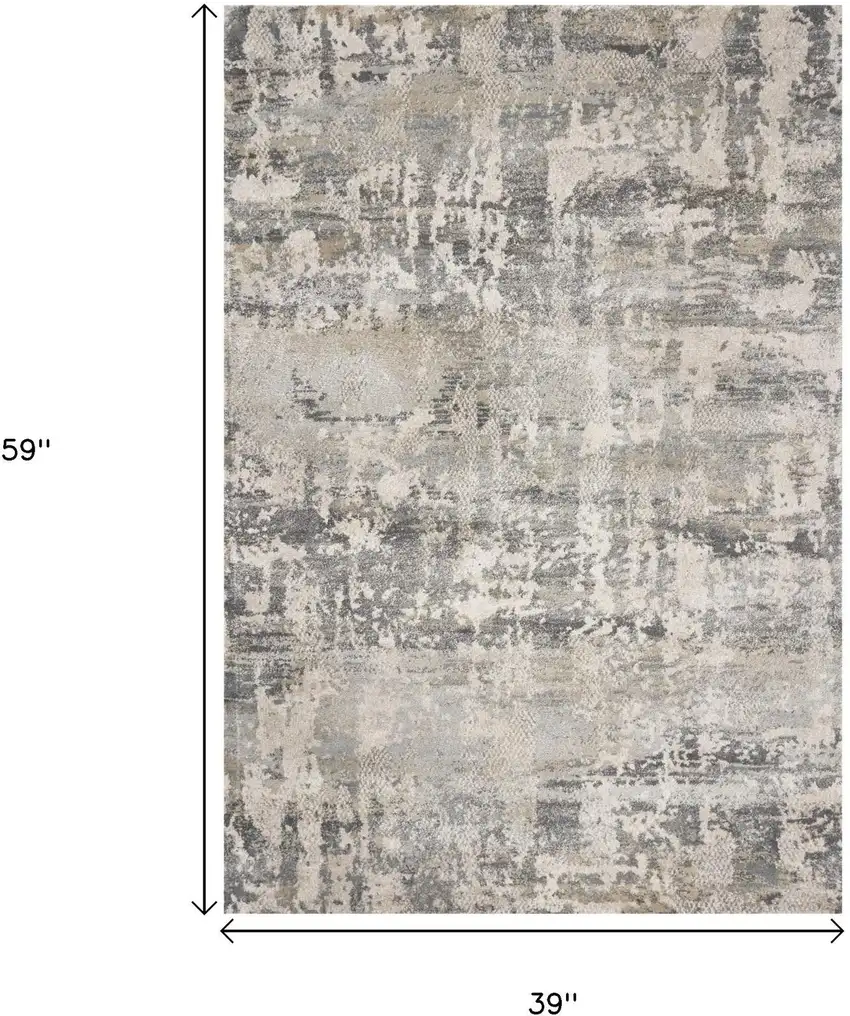 Gray And Tan Abstract Area Rug Photo 3