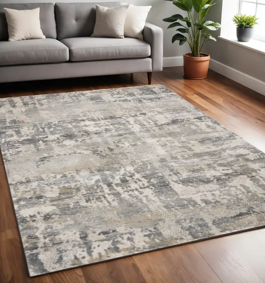 Gray And Tan Abstract Area Rug Photo 1