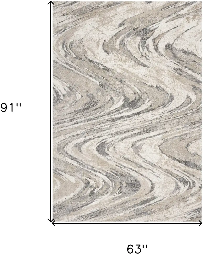Natural Abstract Wave Brushstrokes Indoor Area Rug Photo 3