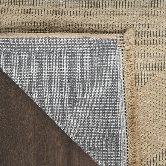 Natural And Beige Geometric Flatweave Non Skid Area Rug With Fringe Photo 8