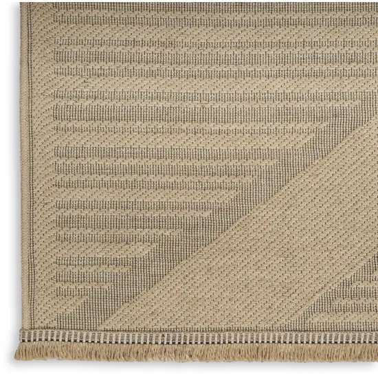 Natural And Beige Geometric Flatweave Non Skid Area Rug With Fringe Photo 6