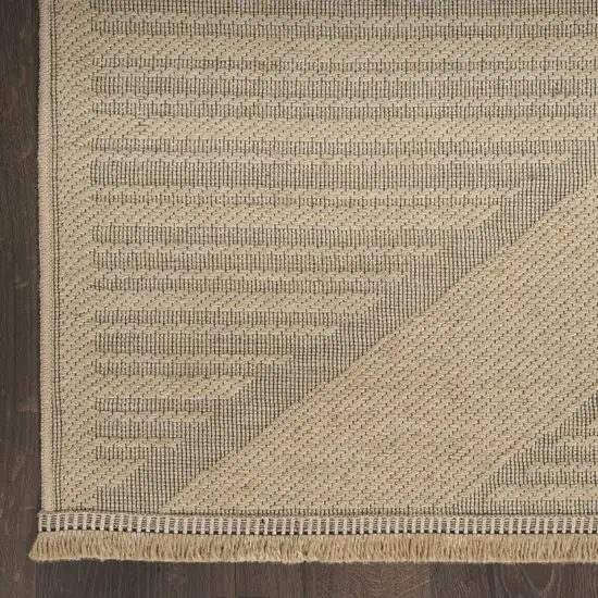 Natural And Beige Geometric Flatweave Non Skid Area Rug With Fringe Photo 9