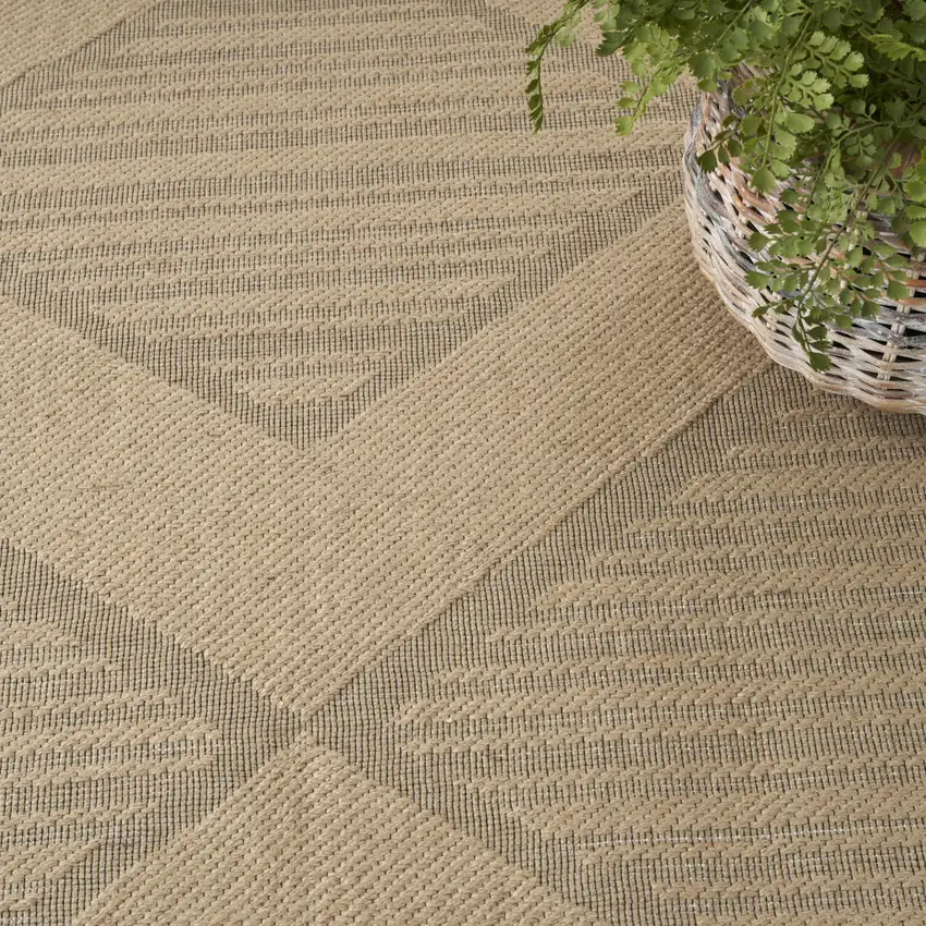 Natural And Beige Geometric Flatweave Non Skid Area Rug With Fringe Photo 7