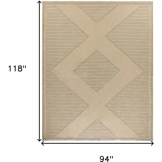 Natural And Beige Geometric Flatweave Non Skid Area Rug With Fringe Photo 3