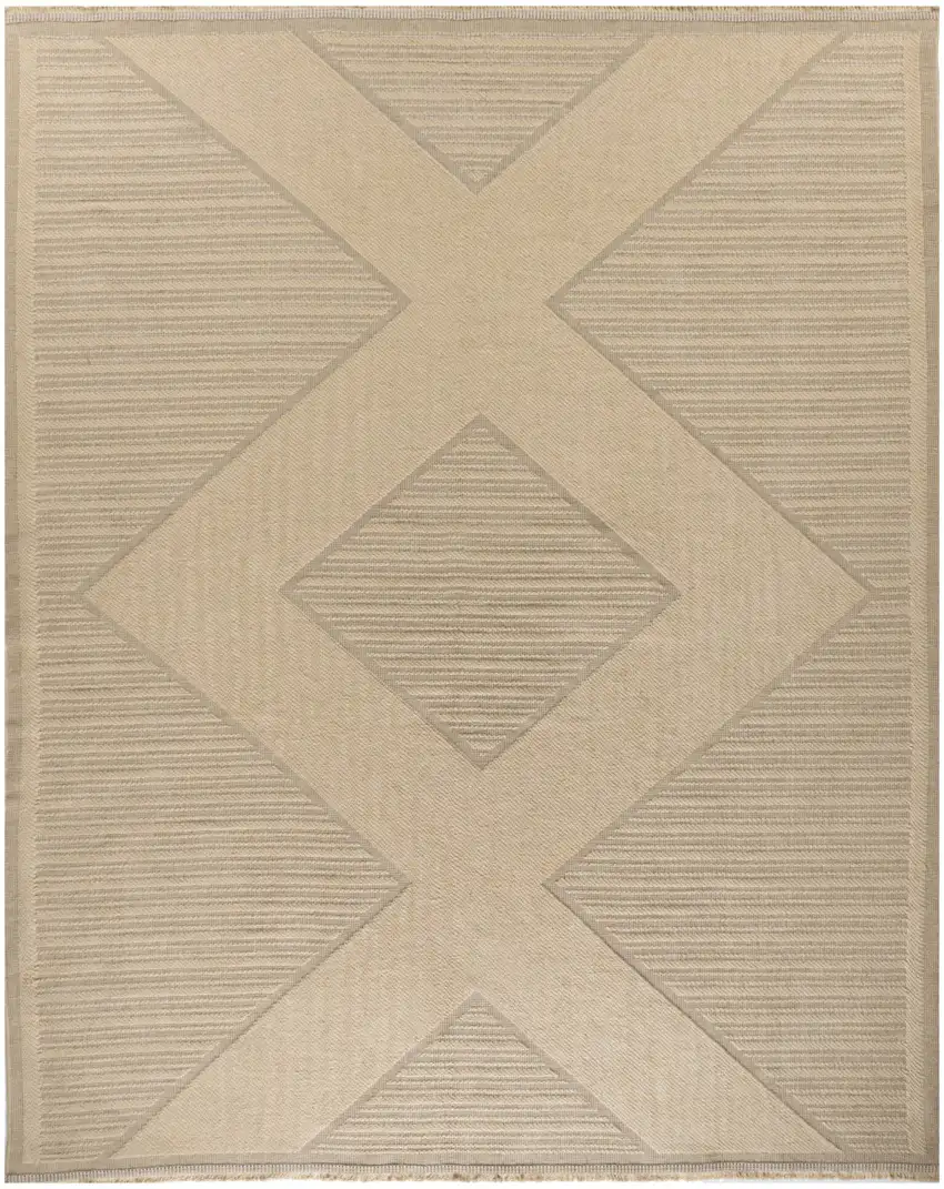 Natural And Beige Geometric Flatweave Non Skid Area Rug With Fringe Photo 4